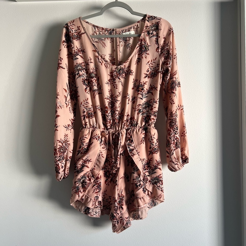 Abercrombie & Fitch Floral Pink Long Sleeve Romper size small
